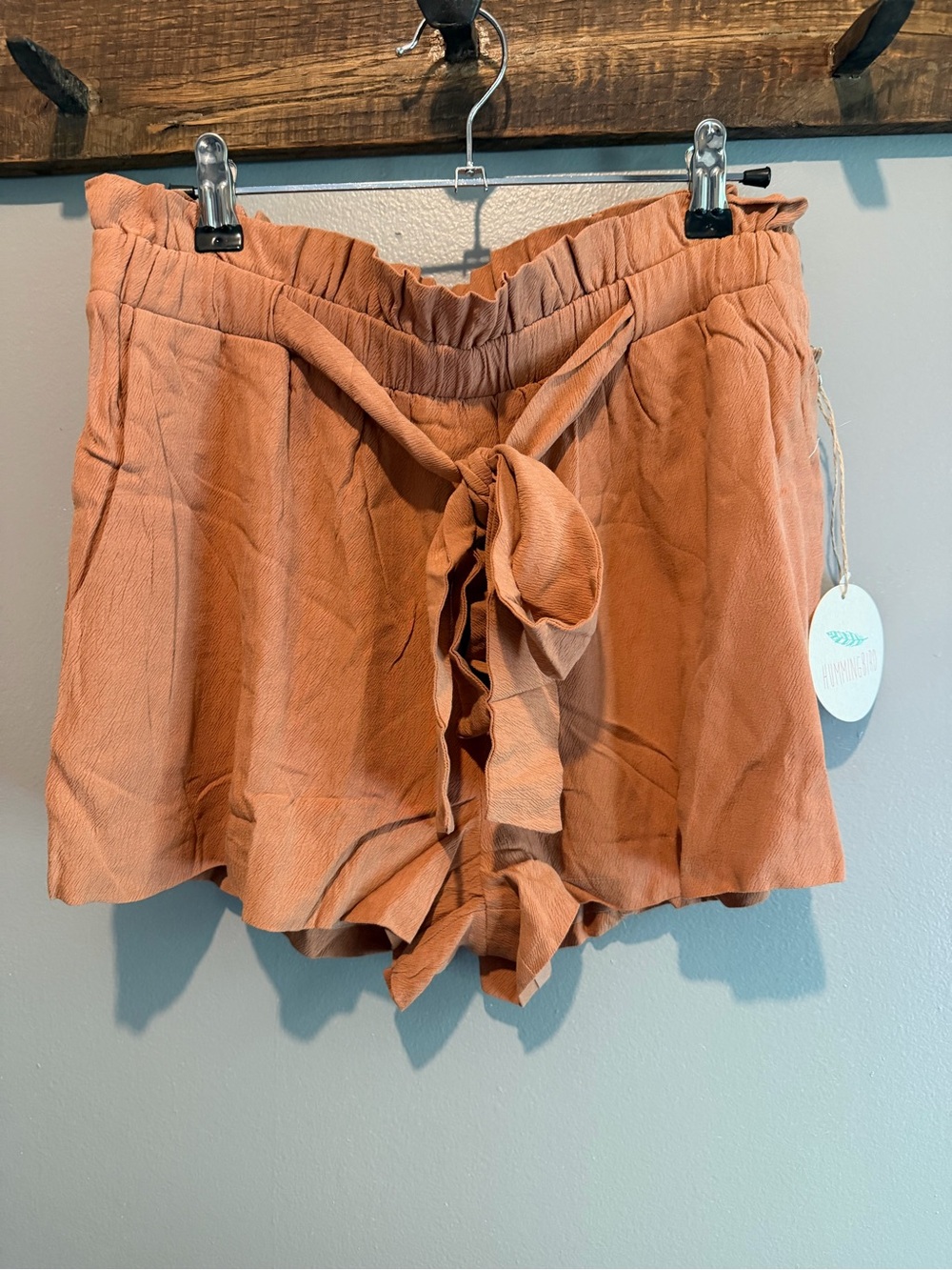 Hummingbird Rust Tie-Front High-Rise Women's Shorts